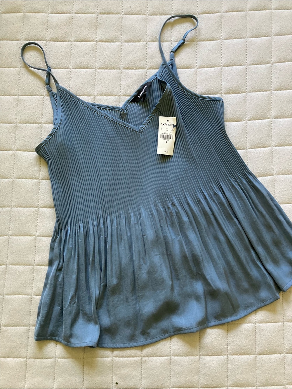 Express Women's Slate Blue Pleated Ribbed Cami